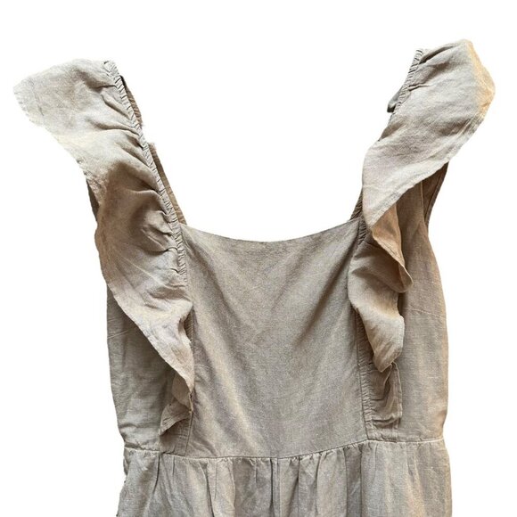 Madewell Jumpsuit Linen Blend Ruffle Open Tie Back Natural Beige Neutral Size 10 - Picture 3 of 11